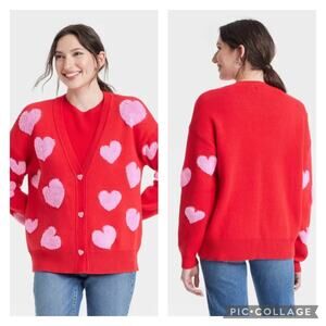 33 Degrees Valentines Day Heart Cardigan Sweater NEW Size Large